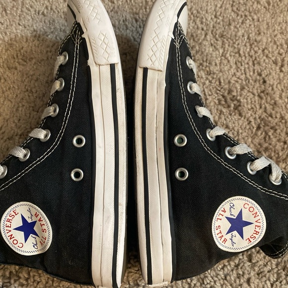 Converse all stars Chuck Taylor Hi Black and White unisex Youth Sneakers - Picture 14 of 17